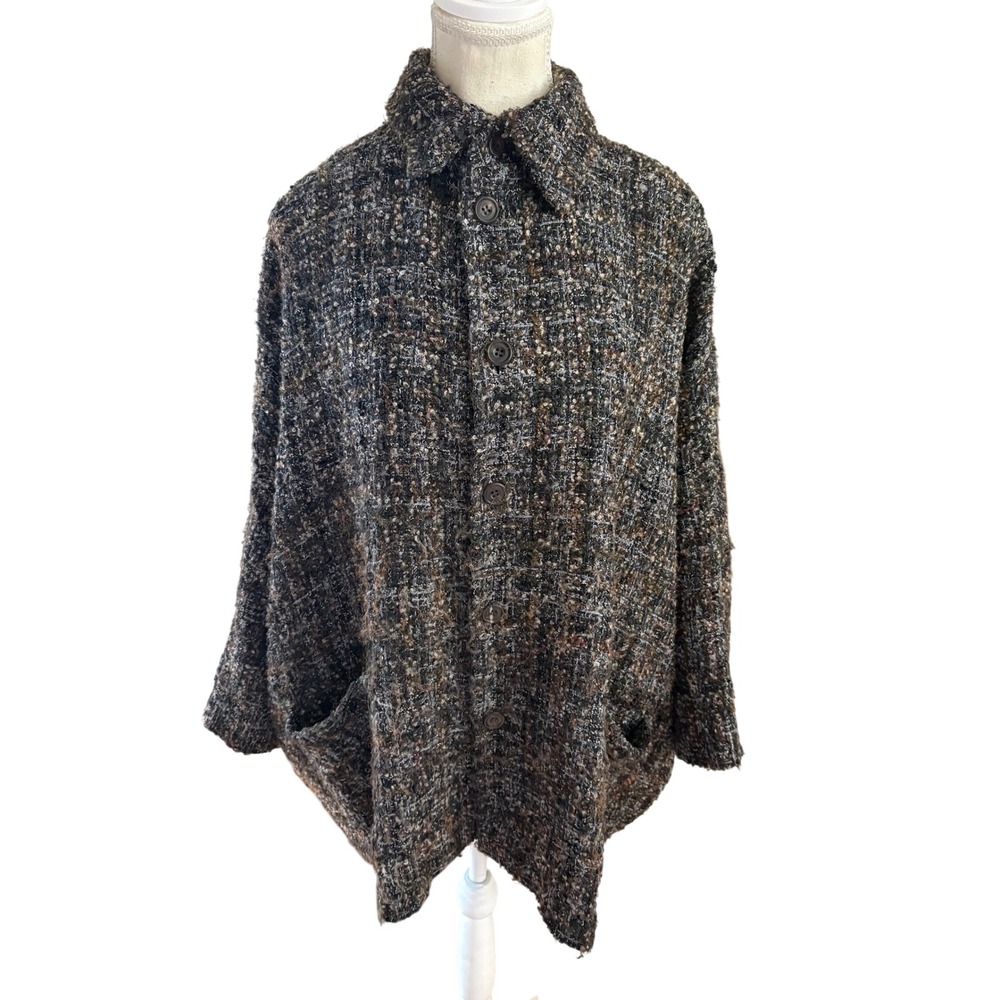 Eskandar Oversized Tweed Coat Jacket Size 1 US Large
